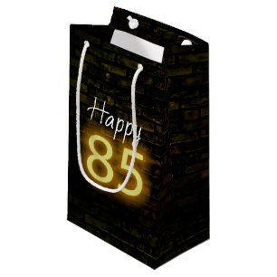 Birthday Neon 85 Sign on Brick Small Gift Bag
