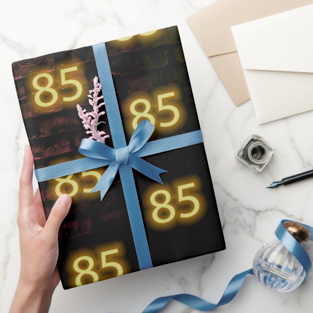 Birthday Neon 85 Sign on Brick Wrapping Paper (Gifting)