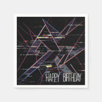Birthday Neon Glitchcore Geometric Shapes 