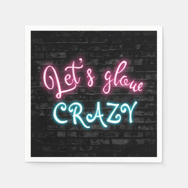 Birthday Neon Glow Sign on Brick Wall Napkin (Front)