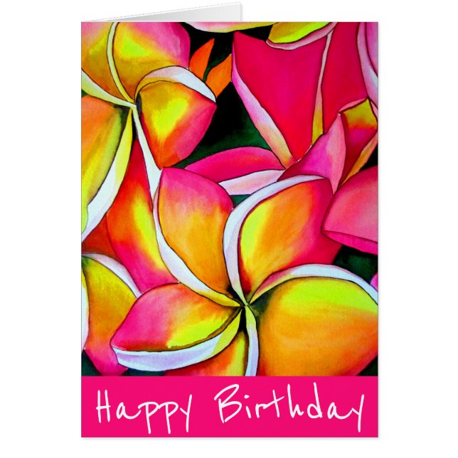 Birthday Neon pink Frangipani Plumeria (Front)