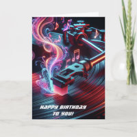 Birthday Neon Turntable With Vinyl Record