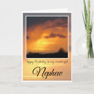 Birthday Nephew, Bright Sun Behind Storm Clouds, Card
