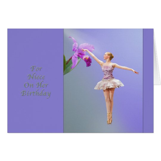 Birthday, Niece, Ballerina, Orchid Card