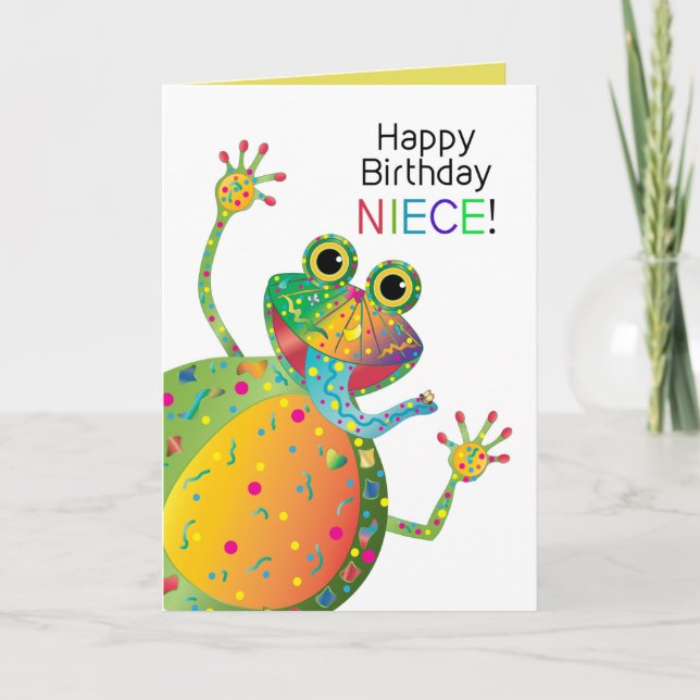Birthday, Niece, Frog, Kaleidoscope Collection Card (Front)