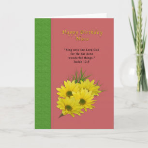 Birthday, Niece, Yellow Daisies, Religious Card