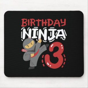 Birthday Ninja 3 Years Old Karate Kids 3rd Birthda Mouse Pad