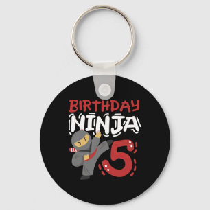 Birthday Ninja 5 Years Old Karate Kids 5th Birthda Keychain