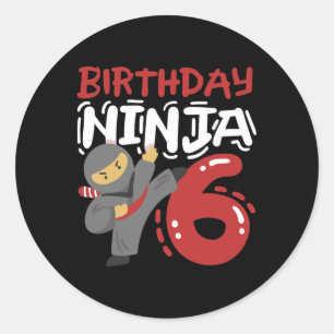 Birthday Ninja 6 Years Old Karate Kids 6th Birthda Classic Round Sticker
