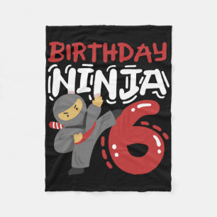 Birthday Ninja 6 Years Old Karate Kids 6th Birthda Fleece Blanket
