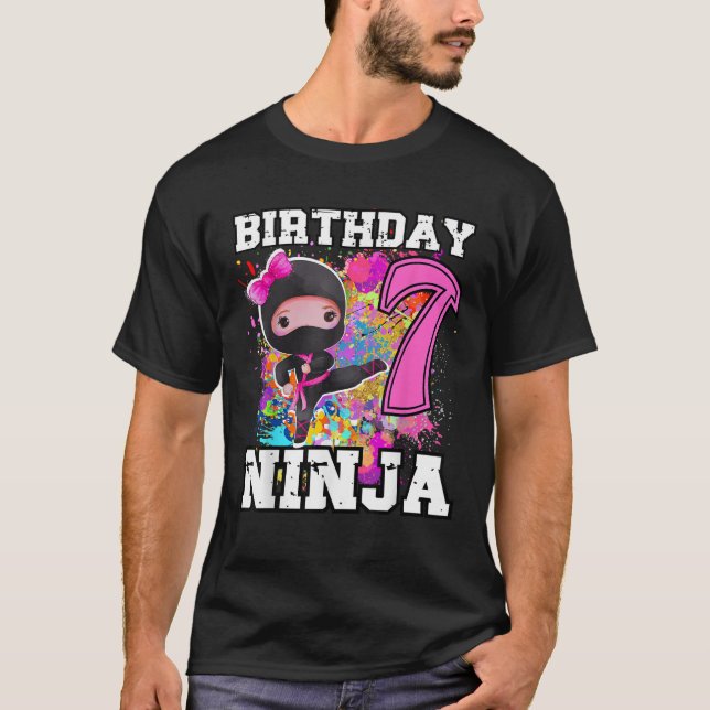 Birthday Ninja 7 year old Funny Ninja Party Birthd T-Shirt (Front)
