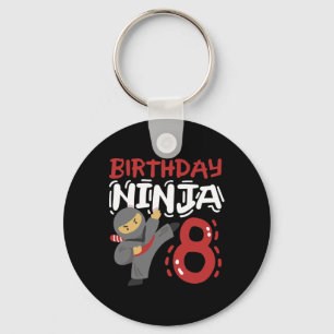 Birthday Ninja 8 Years Old Karate Kids 8th Birthda Keychain