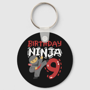 Birthday Ninja 9 Years Old Karate Kids 9th Birthda Keychain
