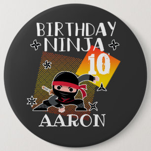 Birthday Ninja Party Theme Art Martial Lovers T 6 Inch Round Button