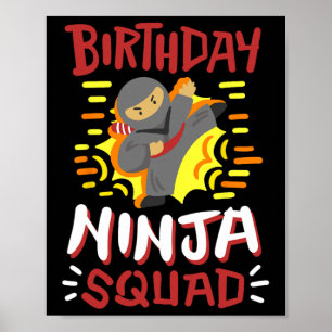 Birthday Ninja Squad Karate Girls Boys Kid Bday Pa Poster