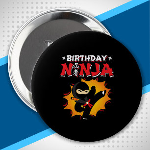 Birthday Ninja Theme Party - Birthday Ninja Design 4 Inch Round Button