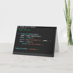 Birthday Notepad Computer Programmer Dark Mode Card
