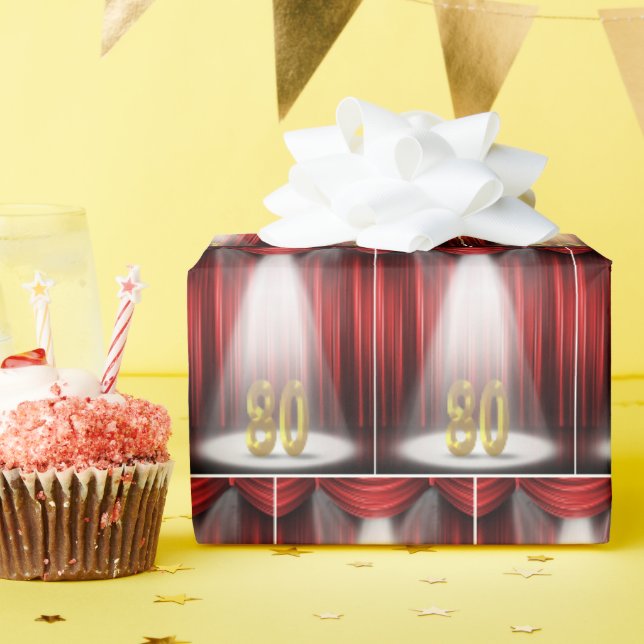 Birthday Number 80 in Stage Spotlight Wrapping Paper (Birthday Party)