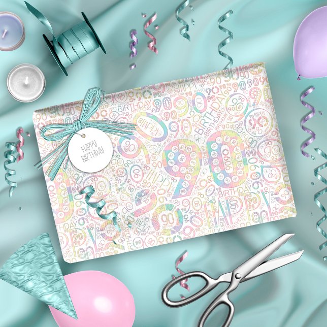 Birthday Number Word Cloud Ninety A ID270 Wrapping Paper (Creator Uploaded)