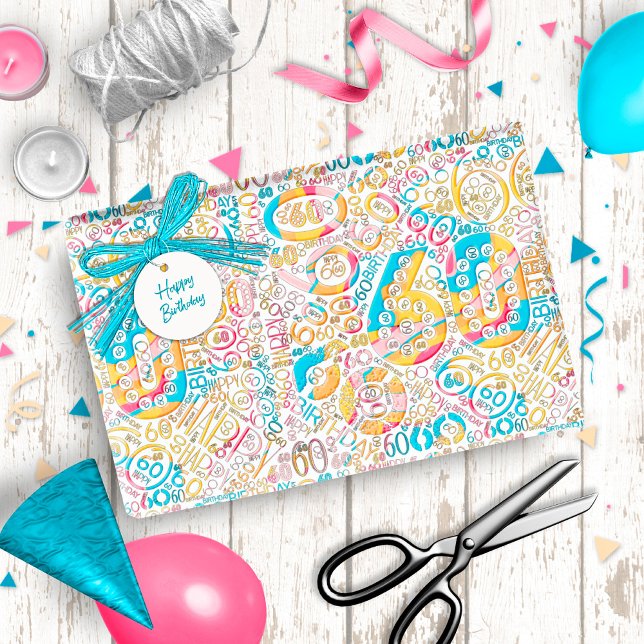 Birthday Number Word Cloud Sixty B ID270 Wrapping Paper (Creator Uploaded)
