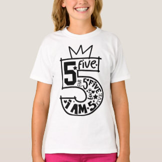 Birthday Numbers for Girls - 5 Years T-Shirt