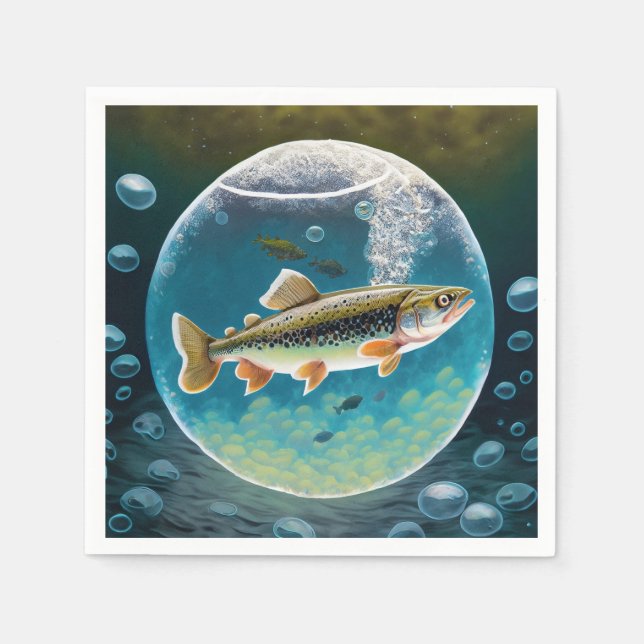 Birthday o-fish-ally fishing themed party napkin (Front)