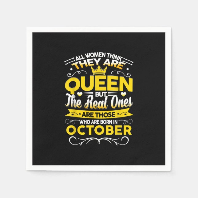 Birthday October Gift | Born In October Queen Napkin (Front)