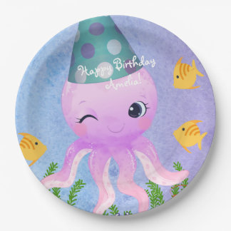 Birthday Octopus Paper Plates 