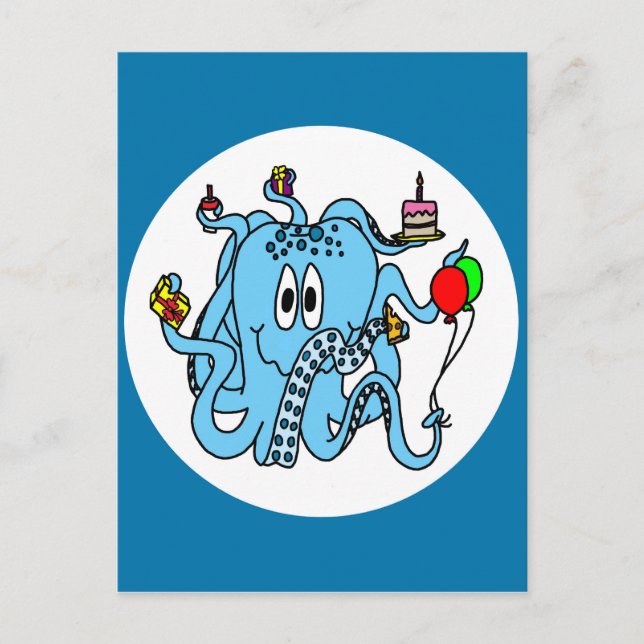 Birthday Octopus Postcard (Front)