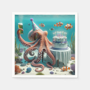 Birthday Octopus With a Beer Napkin