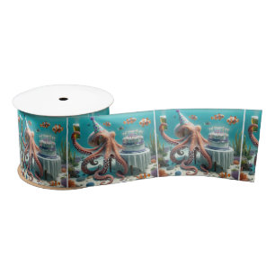 Birthday Octopus With a Beer Satin Ribbon