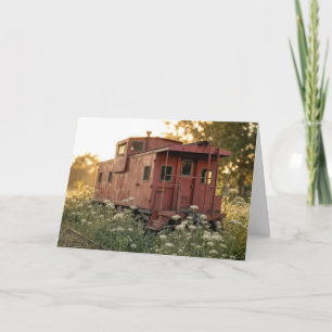 Birthday Old Caboose In a Wildflower Field Card