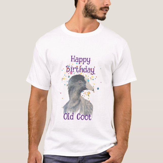 Birthday Old Coot Fun Novelty Animal Pattern T-Shirt (Front)