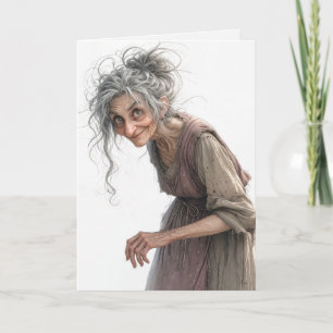 Birthday Old Lady In Faded Dress Card