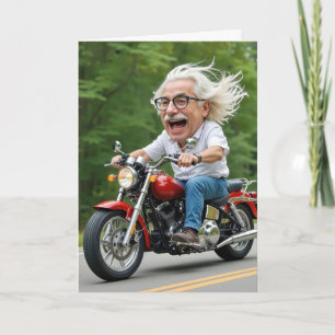 Birthday Old Man Riding a Motorcycle Card