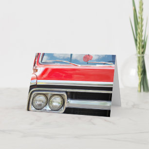 Birthday Old Red Truck With Fuzzy Dice Card