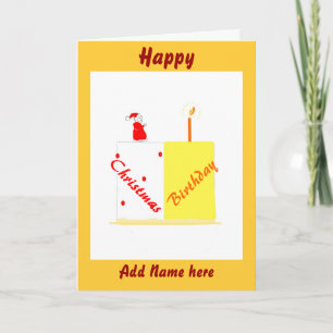 Birthday on Christmas customizable card
