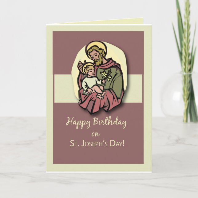 Birthday on the Feast of St. Joseph Brown Card (Front)