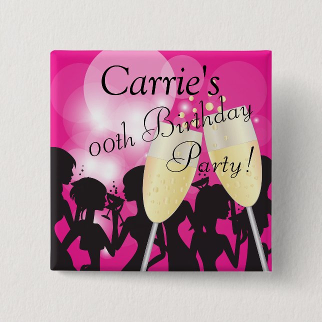 Birthday or Bachelorette Diva Girls Night Out 2 Inch Square Button (Front)