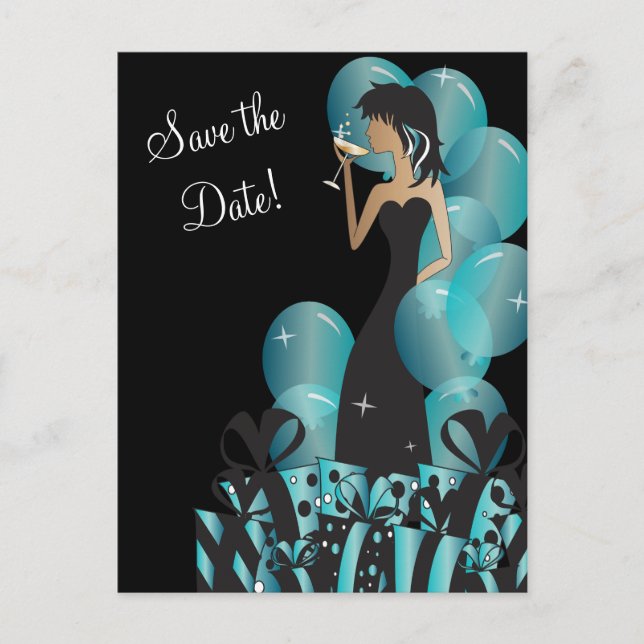 Birthday or Bachelorette Party Diva Princess Girl Announcement Postcard (Front)
