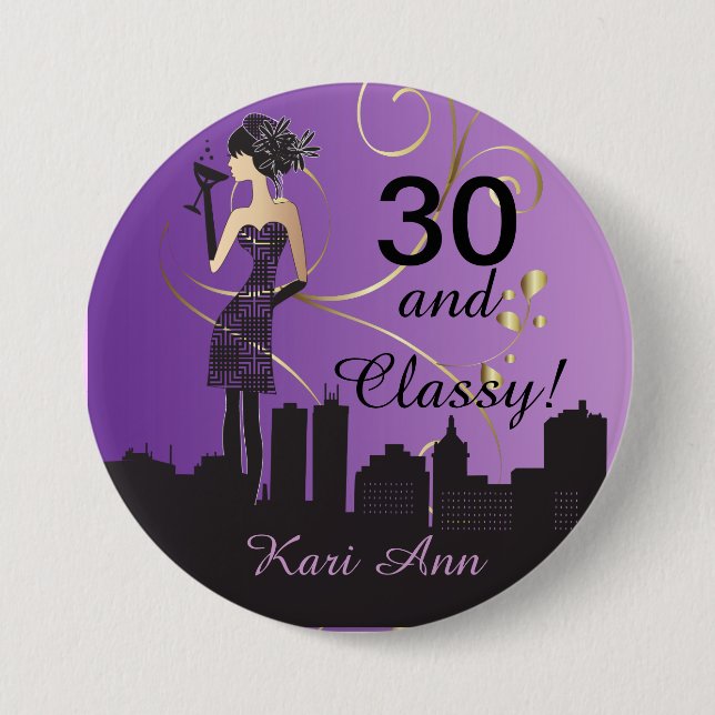 Birthday or Bachelorette Party | Purple | DIY Text 3 Inch Round Button (Front)