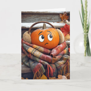 Birthday Orange Pumpkin in a Cozy Scarf Card