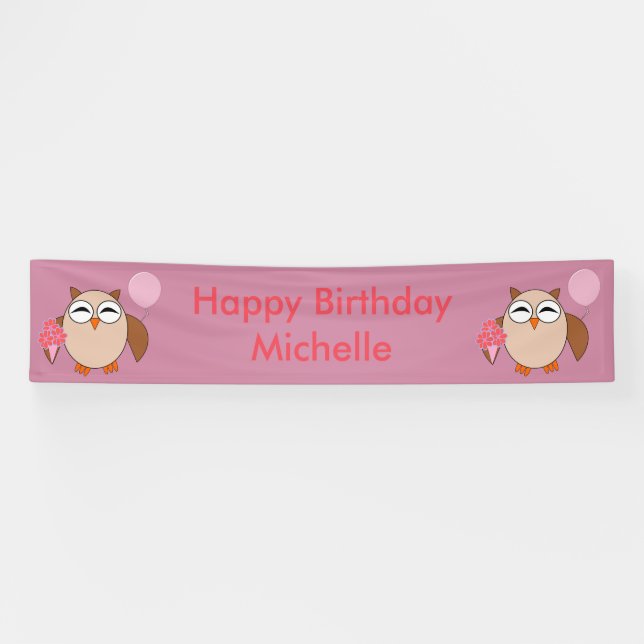 Birthday Owl Custom Banner (Horizontal)