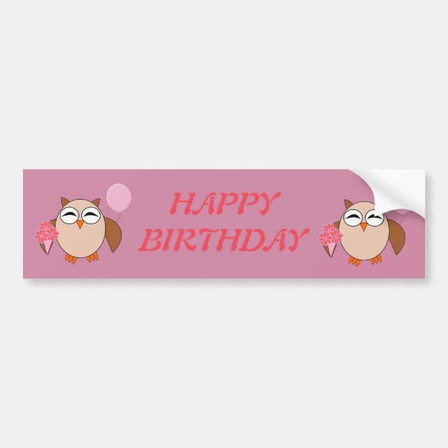 Birthday Owl Custom Car Sticker (Front)