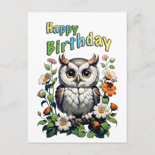 birthday owl postcard (Front)