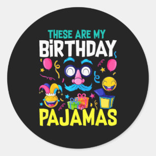 Birthday Pajama Cute Top Pj Girls Sleep Classic Round Sticker