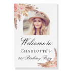 Birthday pampas grass blush rose gold arch photo