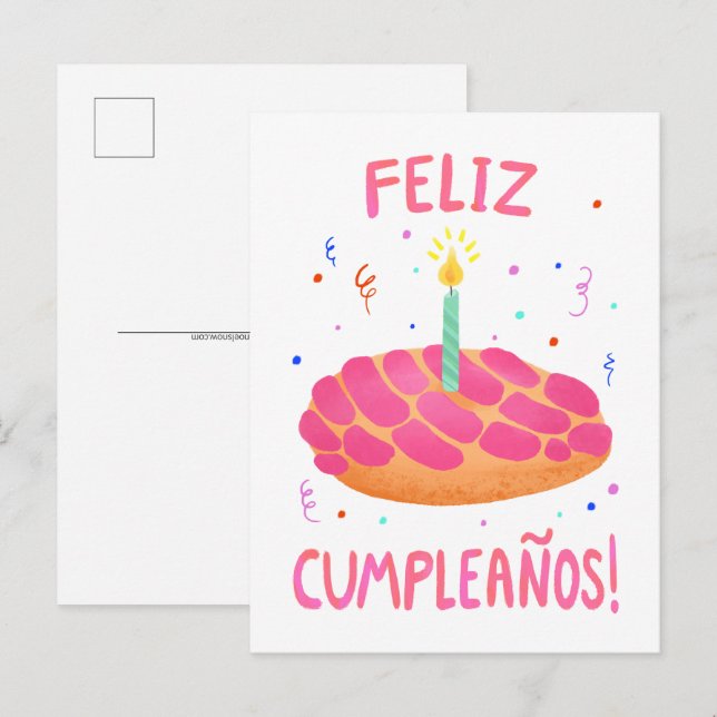 Birthday Pan Dulce Concha in Spanish Postcard (Front/Back)