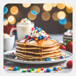 Birthday Pancakes Square Sticker