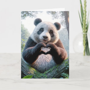 Birthday Panda Bear Paws In Heart Shape Card